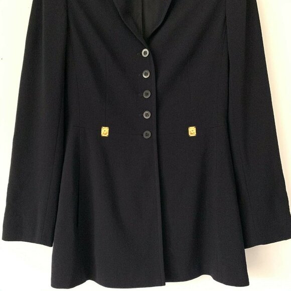 Escada 2 Dark Navy Gold Rivets Tailored Blazer - Picture 10 of 11